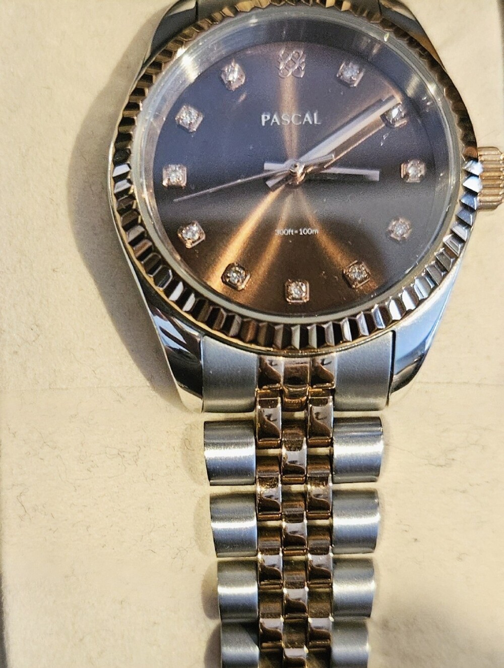 Pascal Diamond Dial Watch - Like New, Complete Set